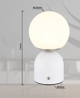Stolové lampy Globo Nabíjateľná stolná lampa Julsy LED, biela, výška 21 cm, kov, CCT