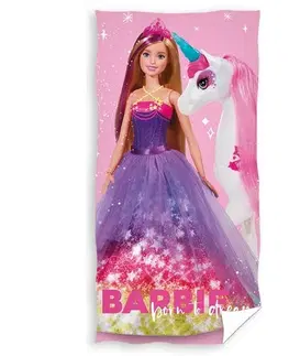 Doplnky do spálne Carbotex Detská osuška Barbie a Jednorožec, 70 x 140 cm
