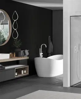 Sprchové dvere MEXEN/S - KIOTO Sprchová zástena WALK-IN 110 x 200, transparent/čierny vzor 8 mm, biela 800-110-101-20-70