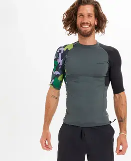 surf Pánske tričko 500 Camo s UV ochranou krátky rukáv na surfovanie