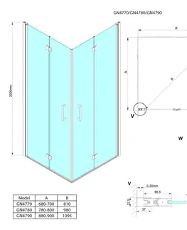 Sprchové dvere GELCO - LORO štvorcová sprchová zástena 800x800 rohový vstup GN4780-01