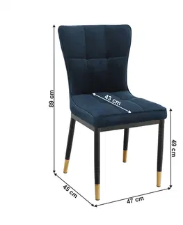 Jedálenské stoličky KONDELA Epona jedálenská stolička petrolejová (Velvet) / čierna / zlatá