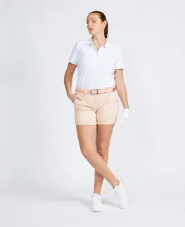 dresy Dámska golfová polokošeľa s krátkym rukávom MW500 biela