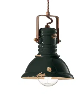 Závesné svietidlá Ferroluce Závesná lampa C1691 v priemyselnom dizajne čierna