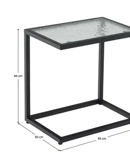Záhradné stolíky Záhradný stolík, čierna oceľ/tvrdené sklo, SELKO