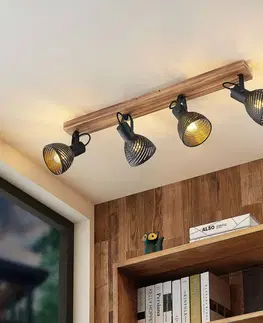 Bodové svetlá Lindby Stropné bodové svietidlo Lindby Raniso, kaučukové drevo, 4 svetlá