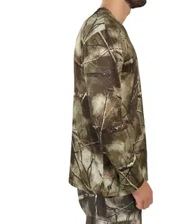 mikiny Priedušné poľovnícke tričko 100 s dlhým rukávom maskovanie Treemetic