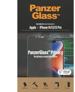 Ochranné fólie pre mobilné telefóny Ochranné sklo PanzerGlass UWF Privacy AB pre Apple iPhone 1413 Pro13, čierne P2771