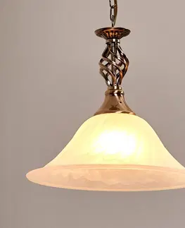 Závesné svietidlá Searchlight Závesná lampa Cameroon, 1pl starožitná mosadz
