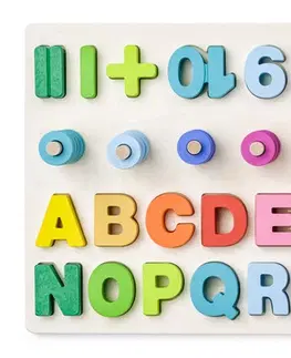 Náučné hračky WOODY - Didaktická doštička s počítaním, písmenami a číslicami