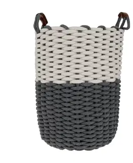 Úložné boxy TEMPO-KONDELA AVANDE, pletený kôš, biela/sivá, 34x46 cm