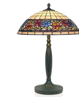 Stolové lampy Artistar Stolná lampa Flora štýl Tiffany dole otvorená 62cm