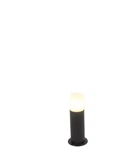 Vonkajsie osvetlenie Stojaca vonkajšia lampa čierna s opálovým tienidlom biela 30 cm IP44 - Odense