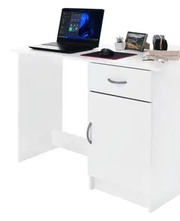Písacie stoly Univerzálny PC stôl, biela, SIRISS