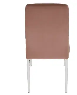 Jedálenské stoličky KONDELA Coleta Nova jedálenská stolička ružová (Velvet) / biela
