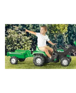 Detské vozítka a príslušenstvo Dolu Šliapací traktor Ranchero s vlečkou a nakladačom, zelená