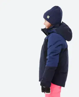 bundy a vesty Detská lyžiarska hrejivá a nepremokavá bunda 900 modrá
