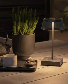 Vonkajšie dekoratívne svietidlá Konstsmide Stolová LED lampa Scilla s USB, čierna