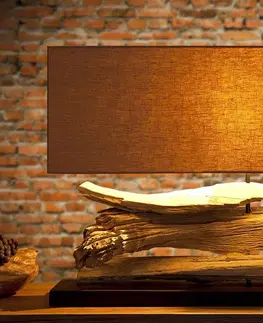 Stolné lampy LuxD 17135 Stolná lampa z naplaveného dreva Lake béžová