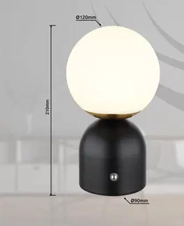 Stolové lampy Globo Nabíjateľná stolná lampa Julsy LED, čierna, výška 21 cm, kov, CCT