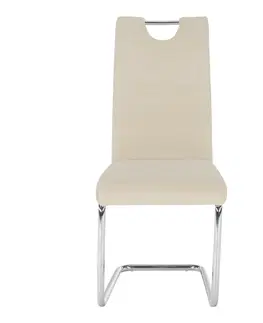 Jedálenské stoličky KONDELA Abira New jedálenská stolička béžová (Velvet) / chróm