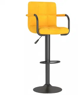 Barové stoličky Barová stolička 2 ks zamat / kov Dekorhome Žltá