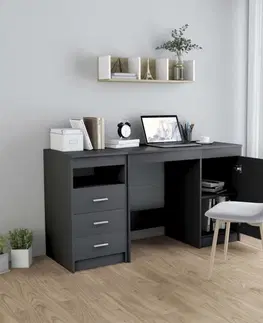 Pracovné stoly Písací stôl so zásuvkami a skrinkou 140x50 cm Dekorhome Čierna lesk