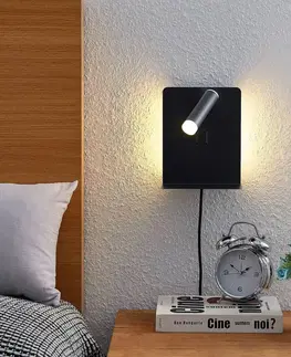 Nástenné svietidlá Lucande Lucande Zavi nástenné LED svietidlo, USB, čierne