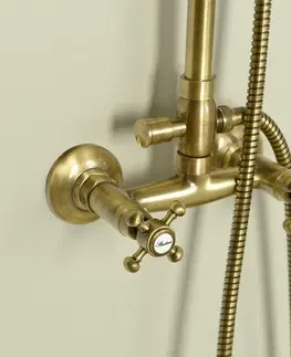 Sprchy a sprchové panely SAPHO - ANTEA sprchový stĺp k napojeniu na batériu, hlavová a ručná sprcha, bronz SET036