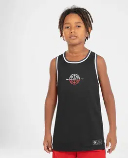 dresy Detské obojstranné basketbalové tielko T500R červeno-čierne