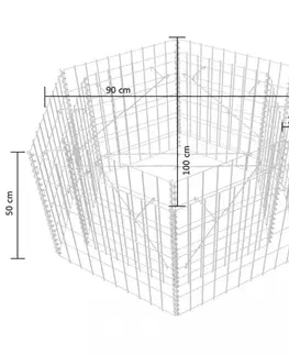 Vyvýšené záhony Šesťhranný gabiónový vyvýšený záhon Dekorhome 200x173x40 cm