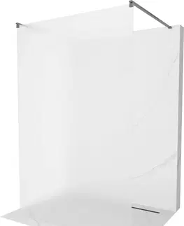 Sprchové dvere MEXEN/S - Kioto samostatne stojaca sprchová zástena 100 x 200, dekor 8 mm, gun gray kartáčovaná 800-100-002-66-30