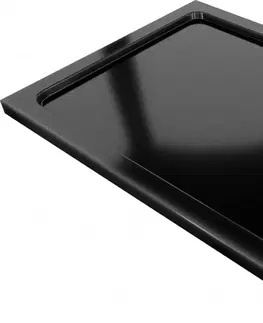Vane MEXEN/S - Flat sprchová vanička obdĺžniková slim 110 x 70 cm, čierna + čierny sifón 40707011B