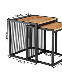 Konferenčné stolíky KONDELA Rimbo príručný stolík (2 ks) dub / čierna