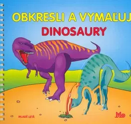Leporelá, krabičky, puzzle knihy Obkresli a vymaľuj - dinosaury