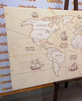Obrazy mapy Obraz mapa sveta s loďkami