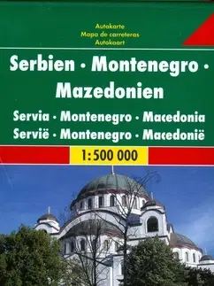 Do auta Srbsko, Macedónsko, Čierna Hora mapa 1:500 000