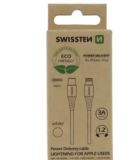 Dáta príslušenstvo Swissten Data Cable Textile USB-C / Lightning 1,2 m, biely 71505301ECO