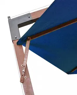 Slnečníky Závesný slnečník s drevenou tyčou Ø 350 cm Dekorhome Modrá