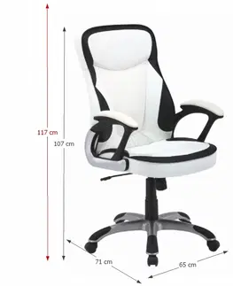 Kancelárske stoličky KONDELA Afra kancelárske kreslo s podrúčkami biela / čierna