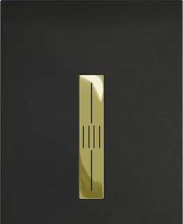 Vane MEXEN/S - Toro obdĺžniková sprchová vanička SMC 100 x 70, čierna, mriežka zlatá 43707010-G