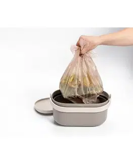 Odpadkové koše Plastia Nádoba na bioodpad s rámčekom a vreckami, béžová s kávovou sedlinou, 3,1 l