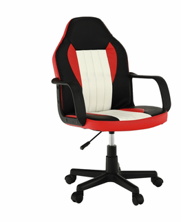 Kancelárske stoličky KONDELA Malik New kancelárske kreslo s podrúčkami čierna / červená / béžová