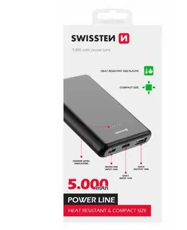 Powerbanky Swissten Power Line Powerbank 5 000 mAh 10W, čierna 22013910