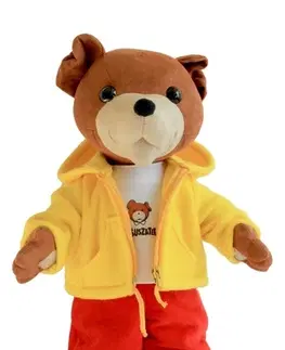 Plyšové a textilné zvieratká Plush Toy Factory Kolor-Plusz Plyšový medvedík Macko Uško - žltá mikina 43 cm