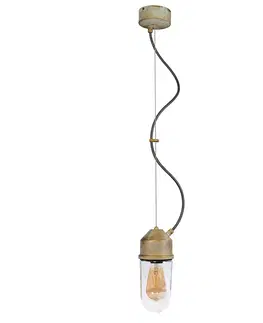 Vonkajšie závesné svietidlá Moretti Luce Závesná lampa 1951N starožitná mosadz rovné číre