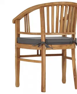 Záhradné kreslá a stoličky Záhradná stolička s poduškami 2 ks teakové drevo Dekorhome Sivá