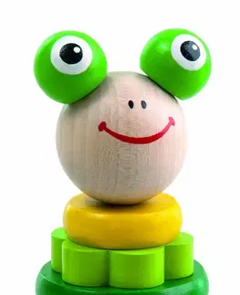 Drevené hračky DETOA - Drevená pyramída žabka hojdací