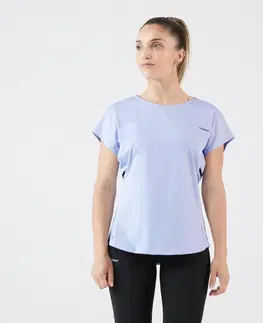 dresy Dámske tenisové tričko Dry 500 s okrúhlym výstrihom bledofialové