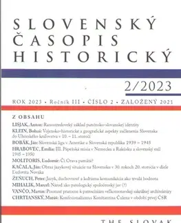 Slovenské a české dejiny Slovenský časopis historický 2/2023 - Kolektív autorov